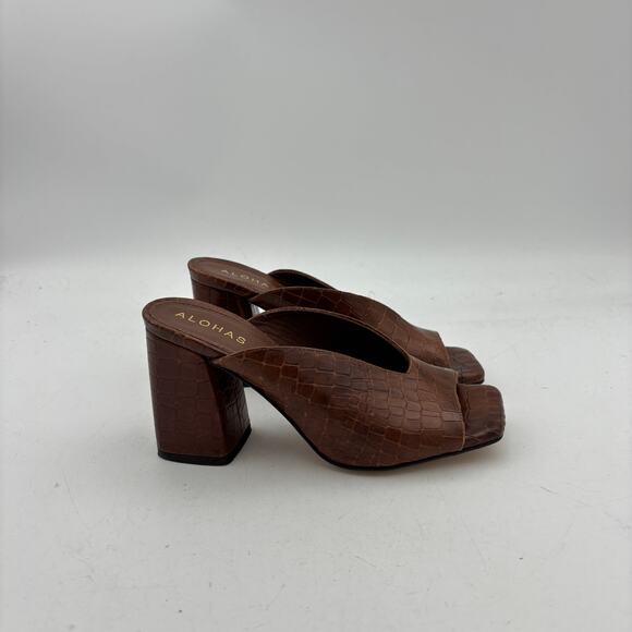 Alohas Frenchie Alli Brown Mules Heels Women's 36 US 6 - Picture 3 of 12